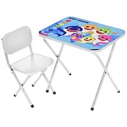 Дитячий столик Bambi M 5960-1 Baby Shark складний зі стільчиком білий