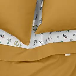 Комплект постільної білизни Cosas Curcuma CS4 Полуторний гірчичний (Ranfors16_Mustard_El-FoliageBirds_160) - мініатюра 3