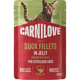 Влажный корм для стерилизованных кошек Carnilove Jelly Duck with Catnip Sterilised утка и кошачья мята в желе 85 г