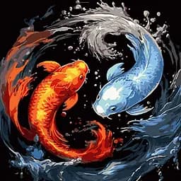 Набір для розпису по номерах Символічний образ риб, Strateg, на чорному фоні, 40x40 см, AV4040-50