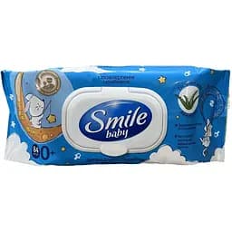 Влажные гипоаллергенные салфетки Smile Baby 0+ с экстрактом алоэ, 84 шт.