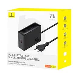 Зарядний пристрій Baseus Digital Fast GaN Charger 240W 3C+U+DC (P10163901113-00) розумний з APP - мініатюра 8