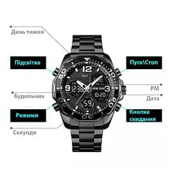 Наручний годинник чоловічий Skmei 1649 Black, 1649BK (18425) - мініатюра 10
