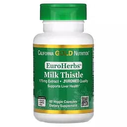 Экстракт расторопши California Gold Nutrition EuroHerbs Milk Thistle Extract 175 мг 60 вегетарианских капсул