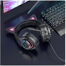 Навушники Hoco Cute Cat Luminous Cat Ear Gaming Headphones W107 рожеві вставки 6931474791252 - мініатюра 8