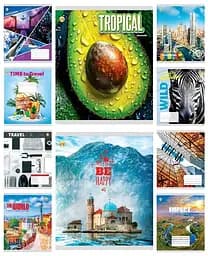 Тетради ученические 36 листов клетка Твердая ТЕ41402 Микс КВ2, 20 шт. в упаковке