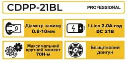 Шуруповерт професійний акумуляторний безщітковий Zegor CDPP-21BL/21В/70 Нм/дві швидкості/2 батареї 21В 2Ач/реверс/підсвічування/кейс - мініатюра 13