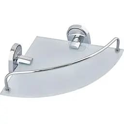 Полка угловая с ограничителем Zerix стекло AFB-0107-1 ZX5073, Хром