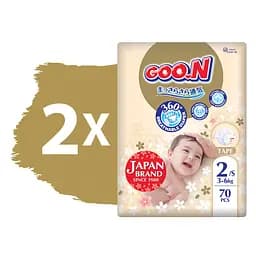 Набір підгузки на липучках Goo.N Premium Soft розмір 2(S) 3-6 кг доу-пак 140 шт. - мініатюра 2