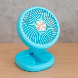 Міні вентилятор на акумуляторі Mini Fan блакитний, складаний з USB, настільний