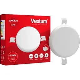 Круглый светодиодный встраиваемый светильник Vestum «без рамки» 11W 4100K 1-VS-5510