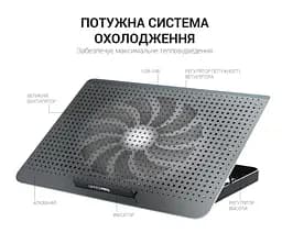 Охолоджувальна підставка для ноутбука до 17 дюймів OfficePro OPCP-500 2xUSB 1xfans - мініатюра 6