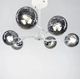 Стельова люстра на 6 графітових плафонів в білому корпусі Ø 66 см | Line F | Арт. 8122/6 E27 WT+CH+GR new