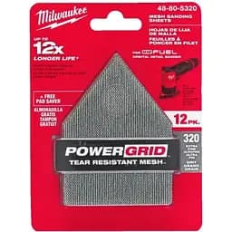 Сітка шліфувальна PG Mesh HL MILWAUKEE, 67х92мм, зерно 320, (12шт+подложка) (для M12 FDSS)