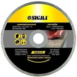 Круг отрезной алмазный Sigma универсальный Ø125×1.8×22.2 мм 12000 об/мин (1922131)