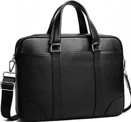 Шкіряна чоловіча сумка для документів та ноутбука чорна SL-21511 Tiding Bag - мініатюра 1