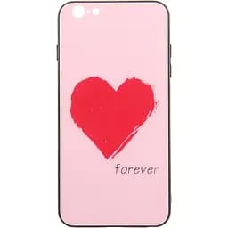 Чохол-накладка Toto Glass Fashionable Case Apple iPhone 6 Plus/6S Plus Red Heart on Pink