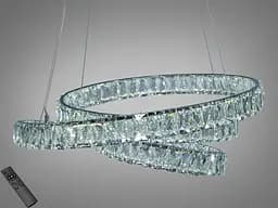 Стильна підвісна LED-люстра з кришталем Diasha D8876/600CH, 92W, пульт, хром, Ø58 см - мініатюра 2