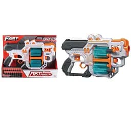 Игрушечный детский пистолет мех. с двойным барабаном и мягким. патронами (18 шт.) (белый)(31,5 х 18,5см)