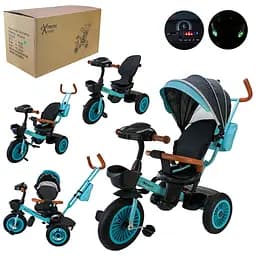 Триколісний велосипед Best trike чорний гумові колеса 12'' і 10'' з гальмом, пультом