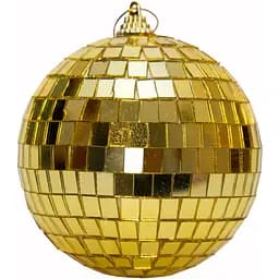Ялинкова іграшка - куля "ДИСКО" Linhai 10 см дзеркальна золотистий пластик (892432)