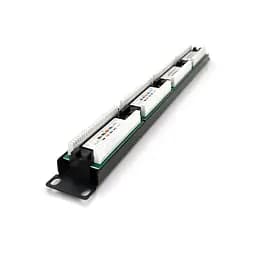 Патч-панель PiPo 24 порти UTP кат 5Е 19" 1U неекранована чорна Q25 (73-00884) - мініатюра 2