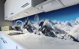 Вініловий кухонний фартух Вище Хмар наклейка для кухні місяць гори небо Природа Блакитний Happy Pocket Z181775