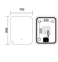 Дзеркало Mixxus Premium DIVERSE MR15-90x70-REVERSE (LED Touch, Anti-fog (3-6,5kK)) (MP6639) - мініатюра 5