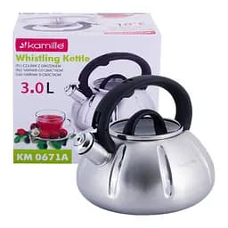 Чайник Kamille, зі свистком та скляною кришкою, нержавіюча сталь, 3 л (KM-0671A) - мініатюра 4