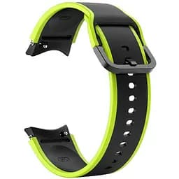 Ремінець для Samsung Galaxy Watch 4 Classic 46mm - чорно-зелений ширина кріплення 20мм силікон розмір L Watchbands Double Line (W12-5WB40011930)