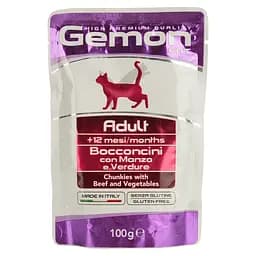 Влажный корм для кошек Gemon Cat Wet Adult говядина с овощами 100 г (70300919)