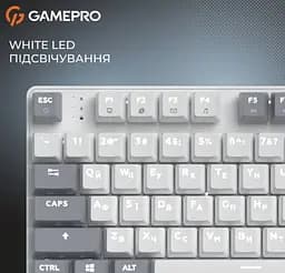 Клавиатура игровая механическая GamePro MK-110-W USB Hot-Swap Outemu Red Switch White-Gray - мініатюра 10