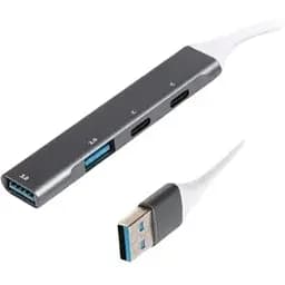 Хаб Usb Maxxter HU3A-4P-03, Grey, Usb 3.0 - 2xType-C 2.0 / 1xUsb 3.0 / 1xUsb 2.0, кабель 13 см, алюминиевый корпус