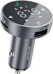 Автомобільний зарядний пристрій Proove FM Launcher Sound Sync 30W (PD+QC3.0) Type-C+USB gray (FMSS30110003)