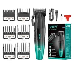 Машинка для стрижки VGR V-003 Turbo режим 9000 RPM керамическое лезвие (6 насадок) Зеленый