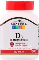 Вітаміни та мінерали 21st Century Vitamin D3 25 mcg, 110 таблеток