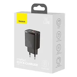 Адаптер мережевий BASEUS Compact Quick Charger 1USB / 1TYPE-C, QC / PD, 20W, 3A| (CCXJ-B02) - мініатюра 2