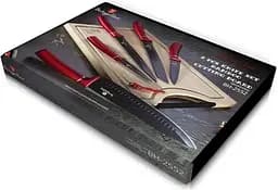Набір з 6 ножів з бамбуковою обробною дошкою Berlinger Haus Metallic Line Burgundy Edition (BH-2552) - мініатюра 3