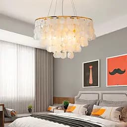 Круглая золотая люстра ATHELIA с перламутровыми пластинами Ø 60 см | Ст. 1537-600 GD | Line F