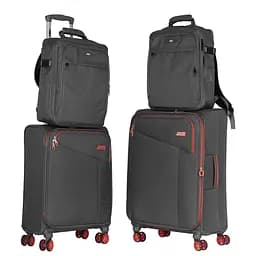 2E Набір валіз 2E, Trek, (M+S), TSA, 4 колеса, + 2 рюкзаки Cabin (2E-BPET-CABIN-BK), поліестр, сірий