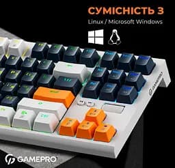 Клавіатура ігрова механічна GamePro GPMK-18 Red Swich Hot-Swap TKL RGB White - мініатюра 7