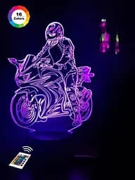 Нічник-світильник 3D Мотоцикліст 3DTOYSLAMP 25х16 см osv0001235