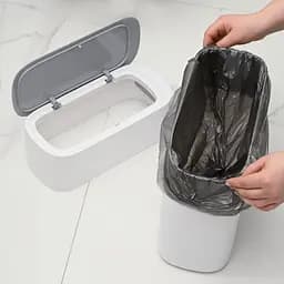 Відро для сміття МВМ My Home з кришкою вузьке 325x150x320 мм (BIN-22 12L WHITE/GRAY) - мініатюра 13