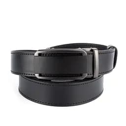 Ремень кожаный мужской черный на автомате  SF-3421 XXL (145 см) батальный