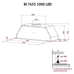 Витяжка повновбудована Perfelli BI 7653 I 1000 LED - мініатюра 12