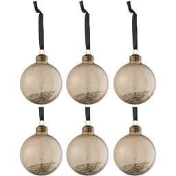 Ялинкові скляні кулі J-line прозорі коричневого кольору з глітером діаметр 8 см (27756)