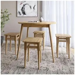 Обеденный комплект для кухни Майами-1 кромка ПВХ 0,45 мм стол и 4 табурета Дуб Артизан (LION-041225)