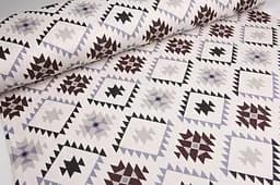 Тканина з тефлоновим просоченням з принтом Геометрія коричнева (від 1 м) Білий