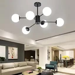 Мінімалістична люстра на 6 білих матових плафонів Line.F CD 111/6 BK