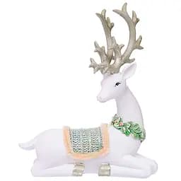 Декоративна фігурка Lefard Олень 18х14 см 2 шт. білий зі сріблястим